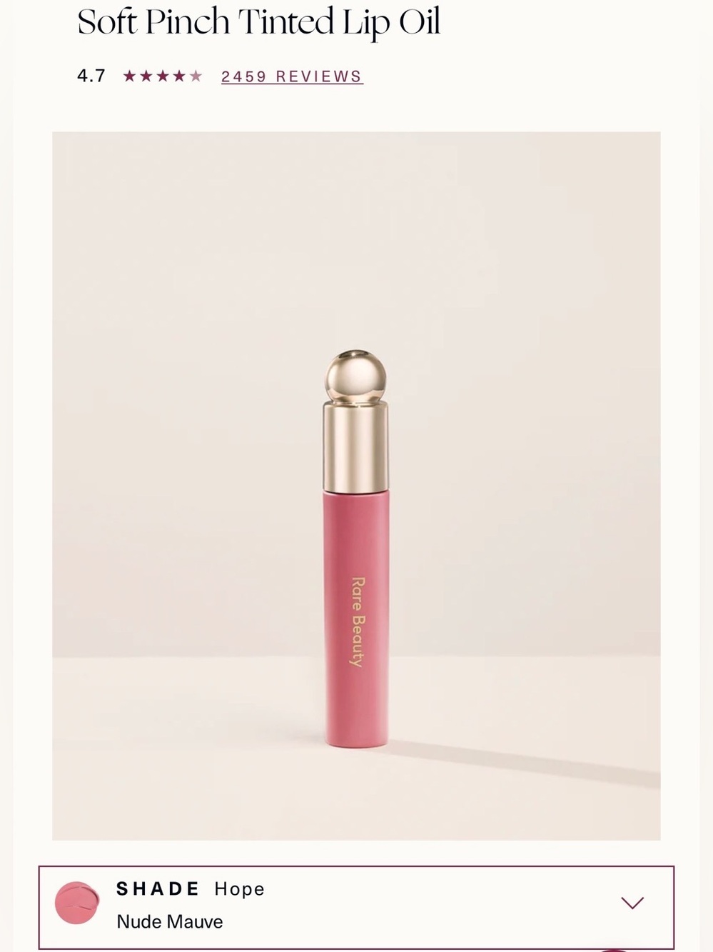 Rare Beauty Soft Pinch Tinted Lip Oil in Hope